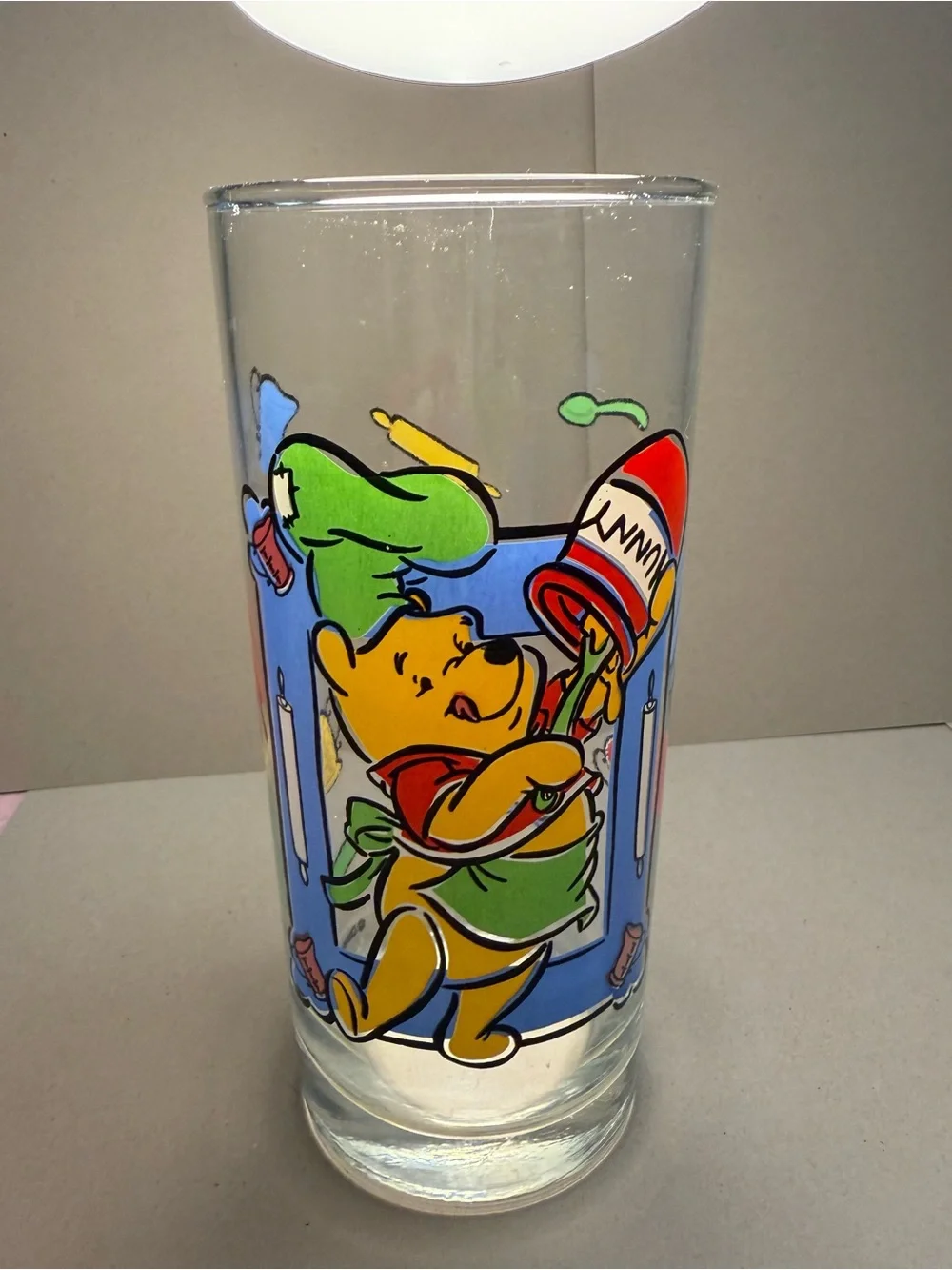 Vintage Disney Winnie the Pooh Blue Cartoon Glass Tumbler - Set of 2